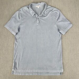 James Perse Standard Mens Size 3 Med Polo Shirt Supima Cotton Short Sleeve Gray